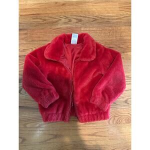 Girls Red soft faux fur coat size 6